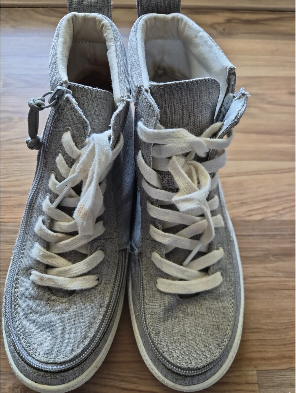 Billy Footwear High Top Gray Jersey Adaptive Sneakers Kids 5M